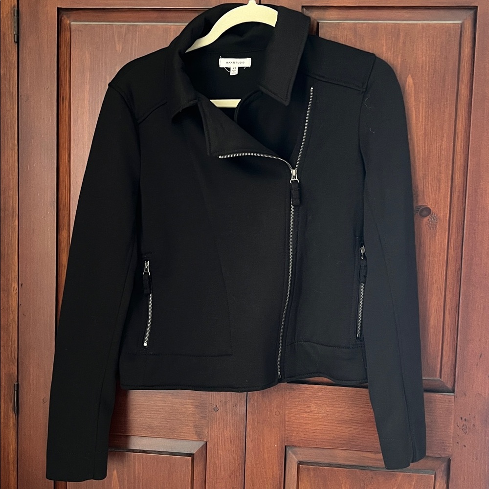 Max Studio Black Jacket with Cream Accents